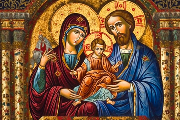 Fototapeta premium Biblical representation of jesus christ in Byzantine art. AI generativ..