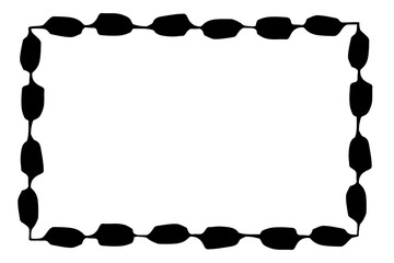 Frame banner hand painted with black ink brush. Png clipart isolated on transparent background