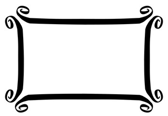 Frame banner hand painted with black ink brush. Png clipart isolated on transparent background