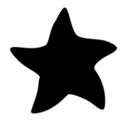 Star shape hand painted with ink paint. Png clipart isolated on transparent background