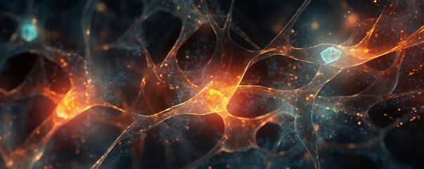 Network brain cells connections abstract background closeup wallpaper Generative AI