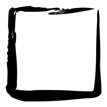 Frame banner hand painted with black ink brush. Png clipart isolated on transparent background