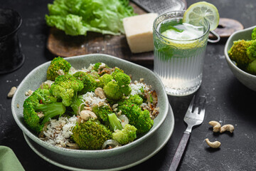 Broccoli and Onion Salad with Cashews and Parmesan