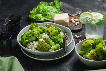 Broccoli and Onion Salad with Cashews and Parmesan