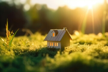 Dreamy Miniature House in a Sunny Landscape. Generative AI