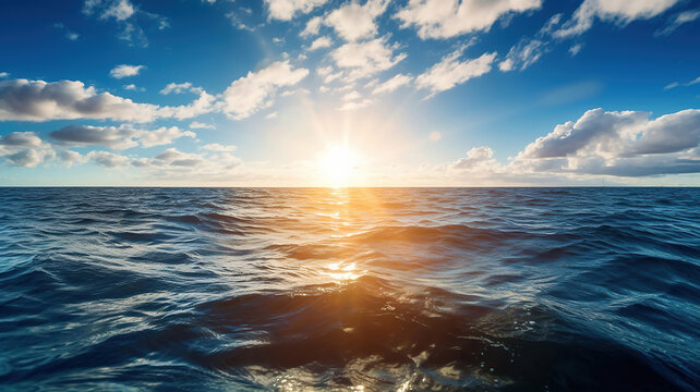 Bright beams of sunlight refracting through the surface of the atlantic ocean. Generative Ai