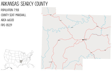 Large and detailed map of Searcy County in Arkansas, USA.