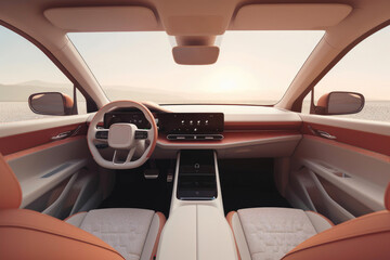 Minimalist Car Interior Design. Generative AI