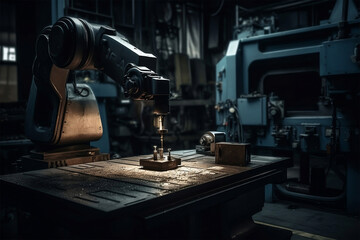 Fototapeta na wymiar A captivating and realistic photograph capturing the precision and power of an industrial robot in action