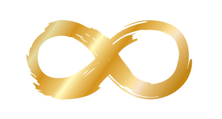 Folden infinity symbol, hand painted with calligraphic ink brush. Png clipart isolated on...