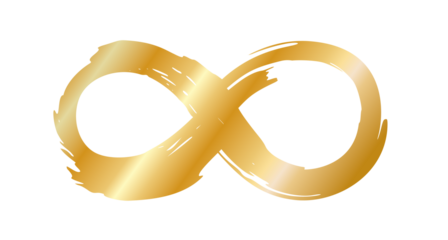 Folden infinity symbol, hand painted with calligraphic ink brush. Png clipart isolated on transparent background