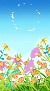 summer background with butterflies and flowers
