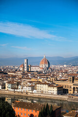 Fototapeta na wymiar Panoramic view of Florence. Cattedrale di Santa Maria del Fiore. a bright morning day in Italy.