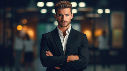 Fototapeta premium Professional businessman exuding confidence. Generative AI