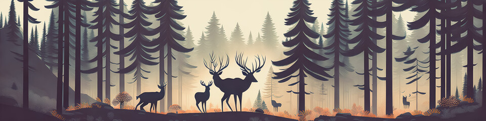Winter Serenity: Mystic Forest - Deer, Stone-studded Streams, Snowy Landscapes, Generative AI