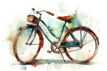 Fototapeta na wymiar Elegant Bicycle Painting: Neutral Tones on White. Generative AI