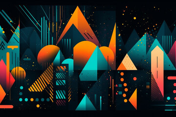 3D render abstract colorful background banner or wallpaper, graphic geometry elements