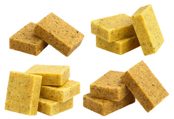 Collection of delicious bouillon cubes, cut out