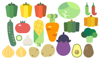 まるっこい　野菜のアイコンイラスト