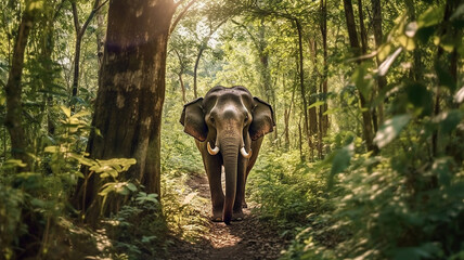 Elephant in the forest. Generative Ai