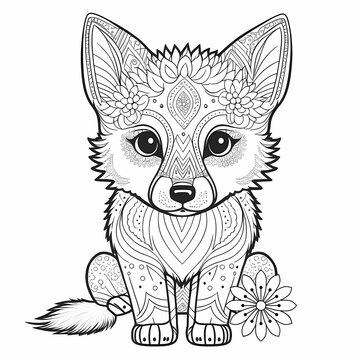 Kids' fox decorated in mandala style and patterns