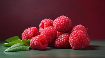 Fresh sliced juicy raspberries, product photography, isolated