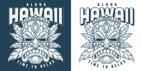 Aloha Hawaii mask monochrome logotype