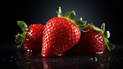 Fresh juicy sliced strawberries, product photography on isolated background