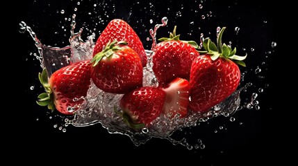 Fresh juicy sliced strawberries, product photography on isolated background