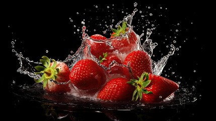Fresh juicy sliced strawberries, product photography on isolated background
