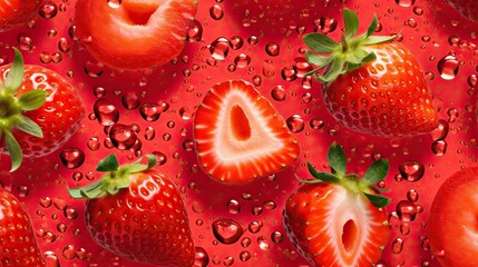 Fresh juicy sliced strawberries, product photography on isolated background