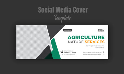 Agriculture and farming service social media cover or post and web banner design template