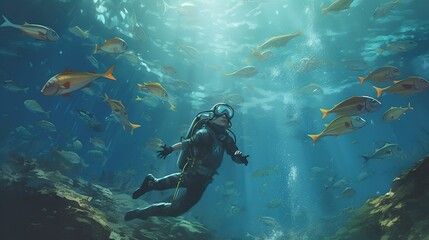 diving in the sea Generative AI