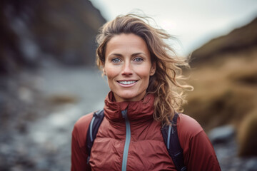 Fototapeta premium Walking a coastal trail in winter. Generative AI.