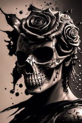 Modern skull screams epic art ,horror canvas art collection for decoration and interior. wall art. canvas art, wallpaper . Generative ai	