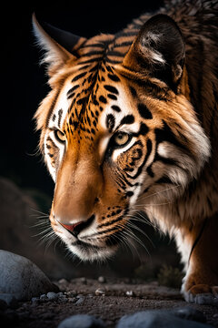 African Tiger wildlife , animal Big Cat feline . Generative ai