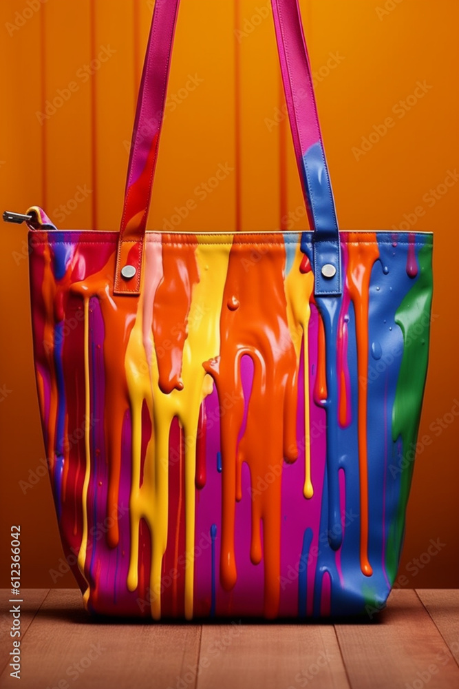 Leinwandbilder a canvas tote bag with a bold and abstract design of dripping paint, making it a fashionable and art