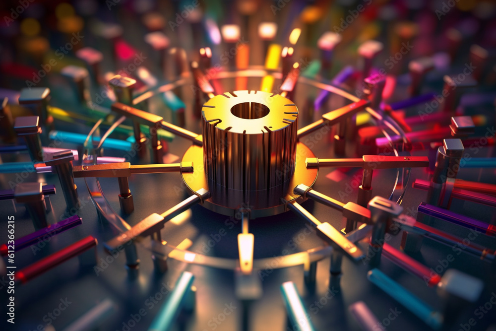 Poster an image of a central hub surrounded by interconnected spokes, symbolizing the role of data manageme