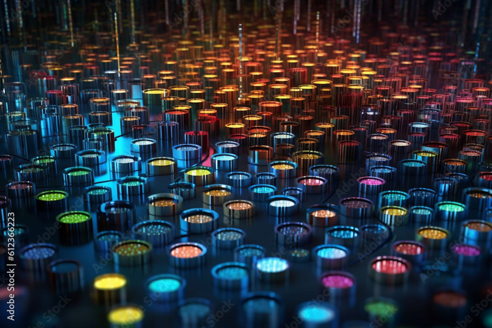 Aufkleber A visual depiction of data being organized and categorized into structured formats, underscoring the importance of data management in ensuring.  Generative AI technology.