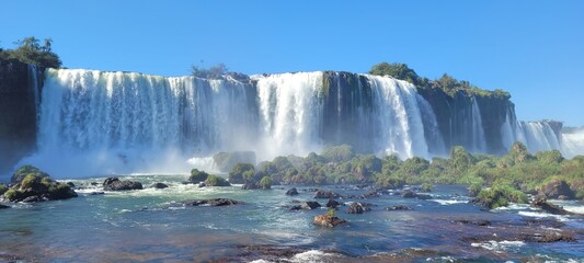 View of the Iguazu Falls, border between Brazil and Argentina. located in the Igua&ccedil;u National Park, a UNESCO World Heritage Site.