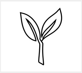 Doodle branch with leaf icon isolated. Sketch leaf  clipart Vector stock illustration. EPS 10