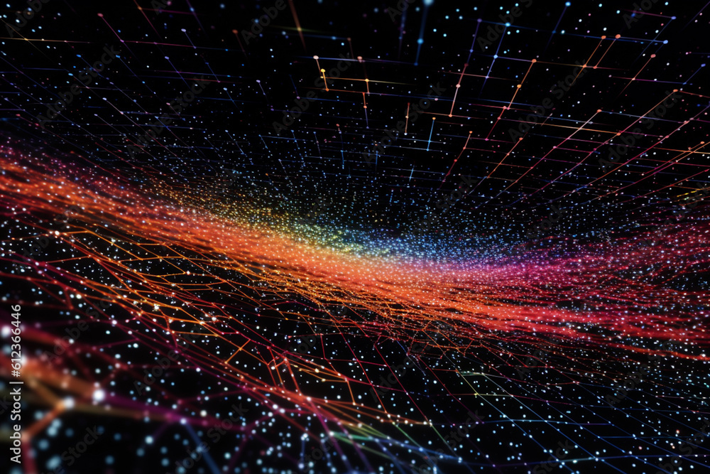 Leinwandbilder A conceptual image of data as a constellation of stars, illustrating how data management and integration bring order and structure to vast and scattered data sources, Generative AI technology.