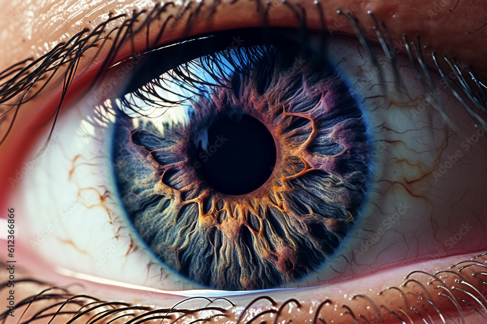 Aufkleber the details of a human eye, revealing the intricate patterns of the iris and the reflection of light