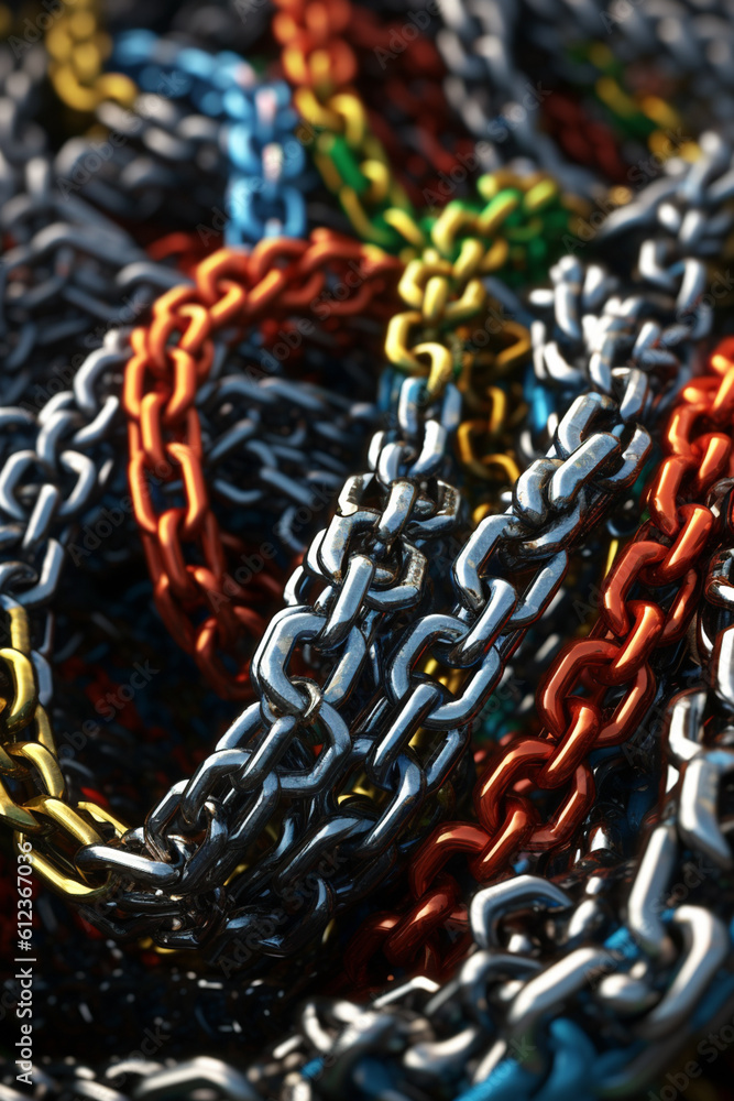 Leinwandbilder a network of interlocking chains, symbolizing strength, unity, and interconnectedness. generative ai