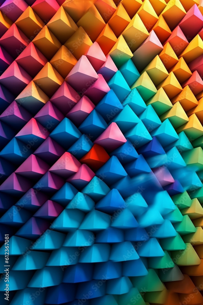 Poster A geometric design of interlocking triangles, creating a visually striking and dynamic composition. Generative AI technology.