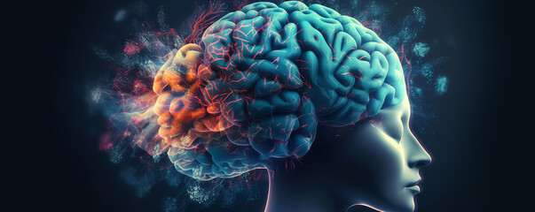 Mind Over Matter. Enhancing Mental Health with Technology. Human Brain concept wallpaper, Generative AI