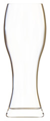 3d illustration of a transparent empty weizen glass isolated. Front view.