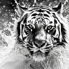 Obraz premium Tiger and splash of water,tiger in the water,portrait of a tiger,Animal Photography
