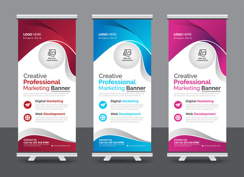 Colorful Professional roll up standee banner design template