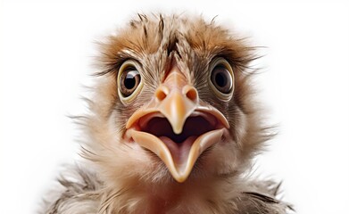 Fototapeta premium Little chick on a white background. Generative AI.